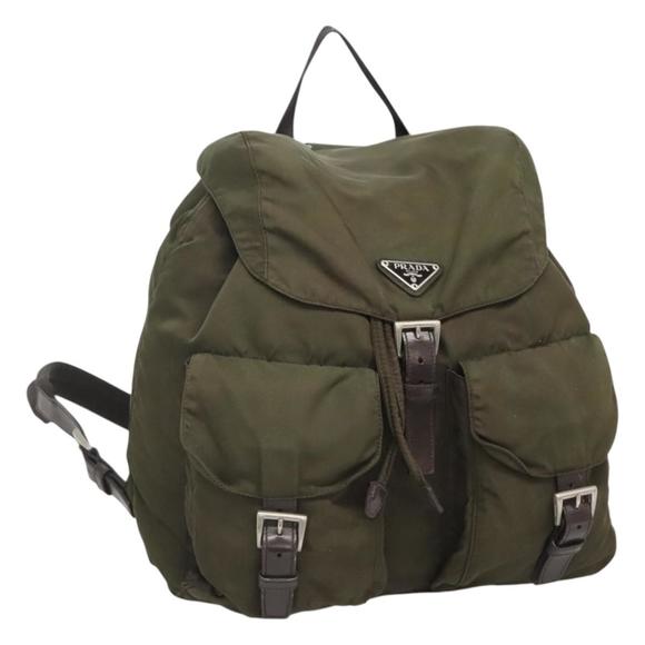 Prada | Bags | Prada Backpack Nylon Khaki Silver Auth  display picture 3